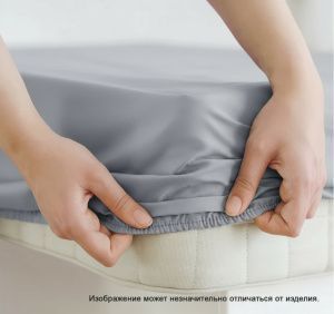 Простыня на резинке сатин (У) цвет:15-4030 TPX Голубой шамбре 1