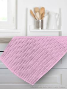 Полотенце кухонное вафельное 40х60 с петелькой (розовое)