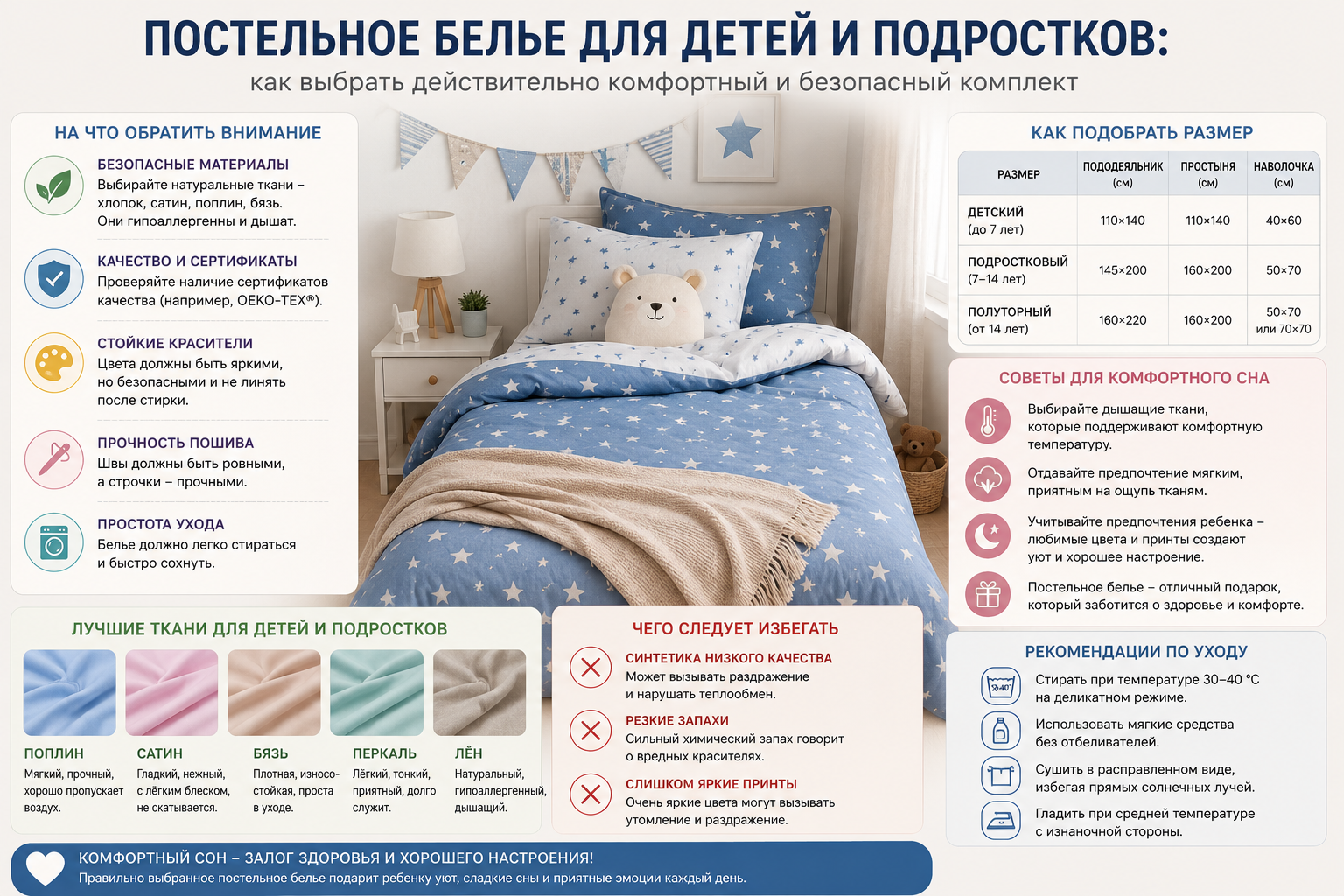 Постельное белье для детей и подростков: как выбрать действительно комфортный и безопасный комплект Постельное белье для детей и подростков: как выбрать действительно комфортный и безопасный комплект