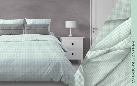 Простыня бязь диз. 159 Клеточка, 3/2 Вид, мятный